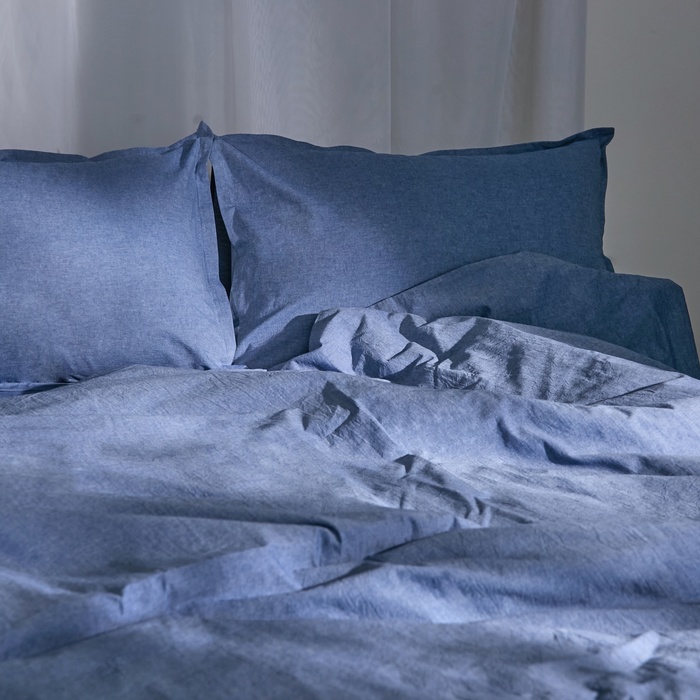 

Простыня SL Home Деним 245х260 см, синий, 100% жатый хлопок, "Denim"