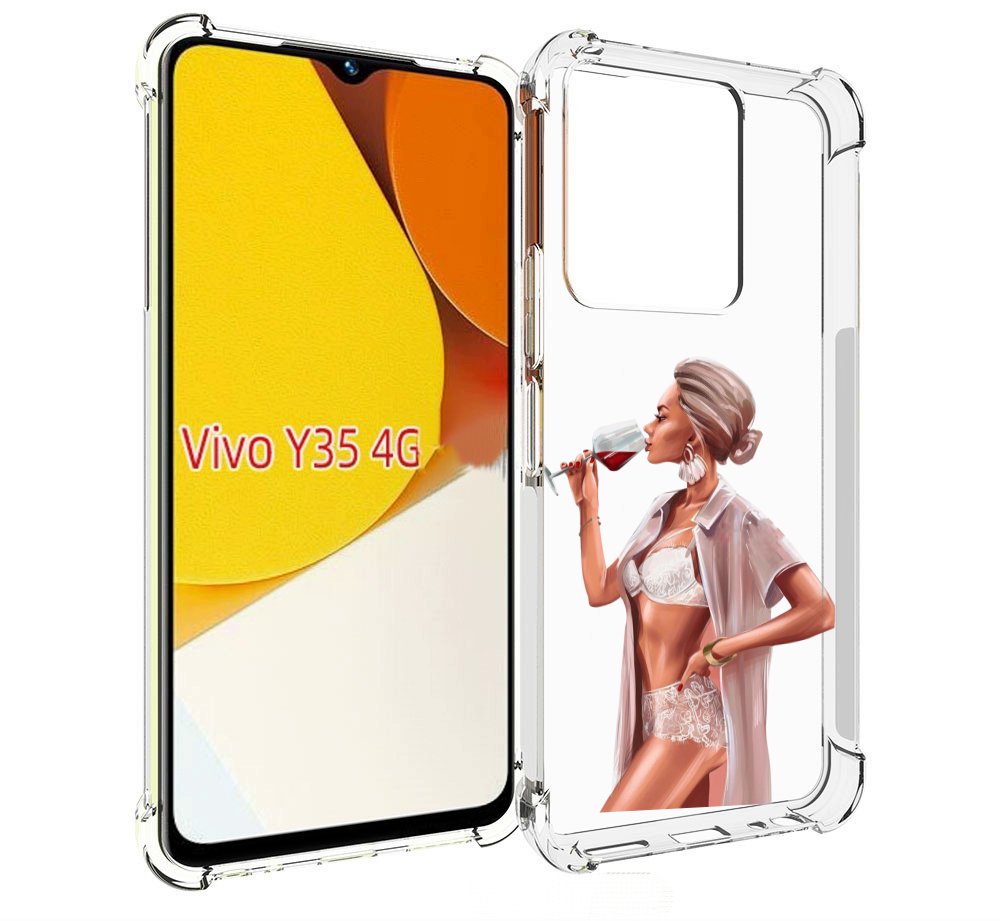 

Чехол MyPads Девушка-с-вином женский для Vivo Y35 4G 2022 / Vivo Y22, Прозрачный, Tocco