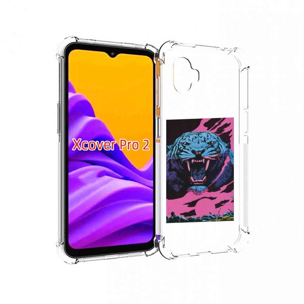 Чехол MyPads лев с розовыми зубами для Samsung Galaxy Xcover Pro 2
