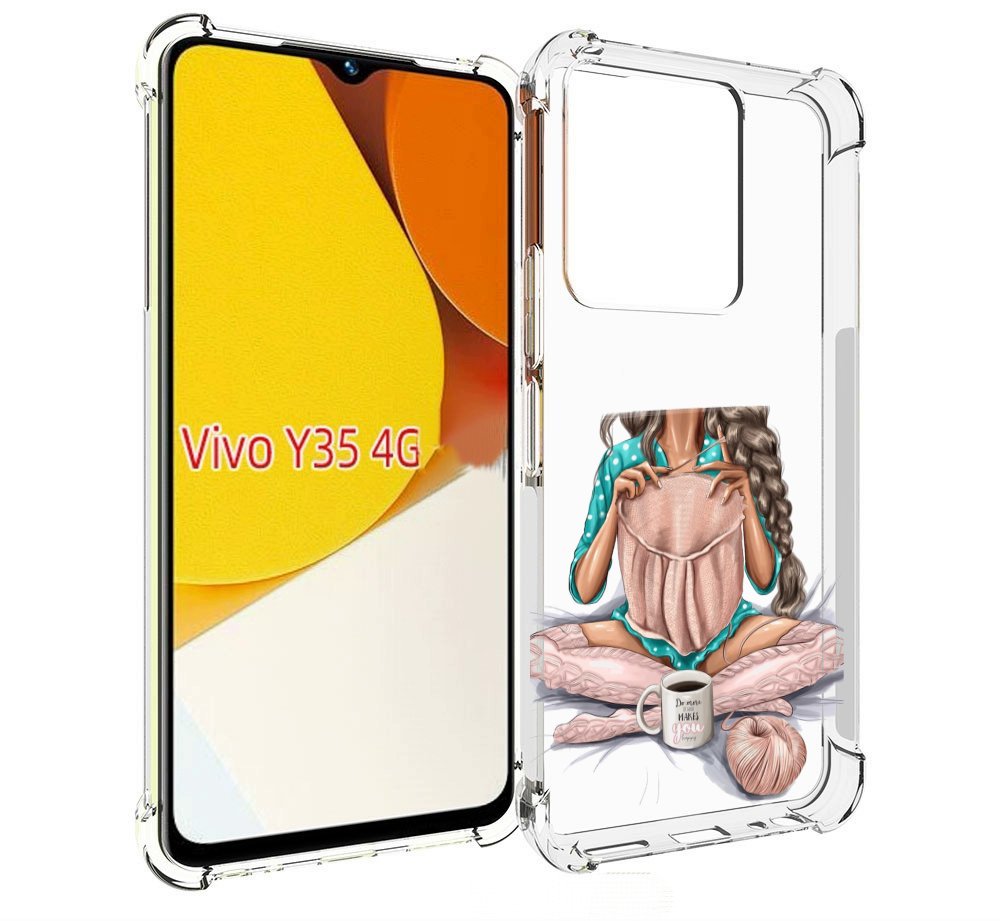

Чехол MyPads Девушка-вяжет женский для Vivo Y35 4G 2022 / Vivo Y22, Прозрачный, Tocco