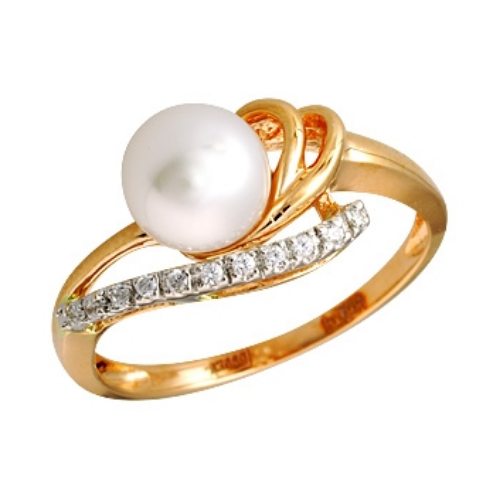 

Кольцо из золота р.  DIAMOND PRIME 99-1-ZW-R-041210, жемчуг\фианит, 99-1-ZW-R-041210