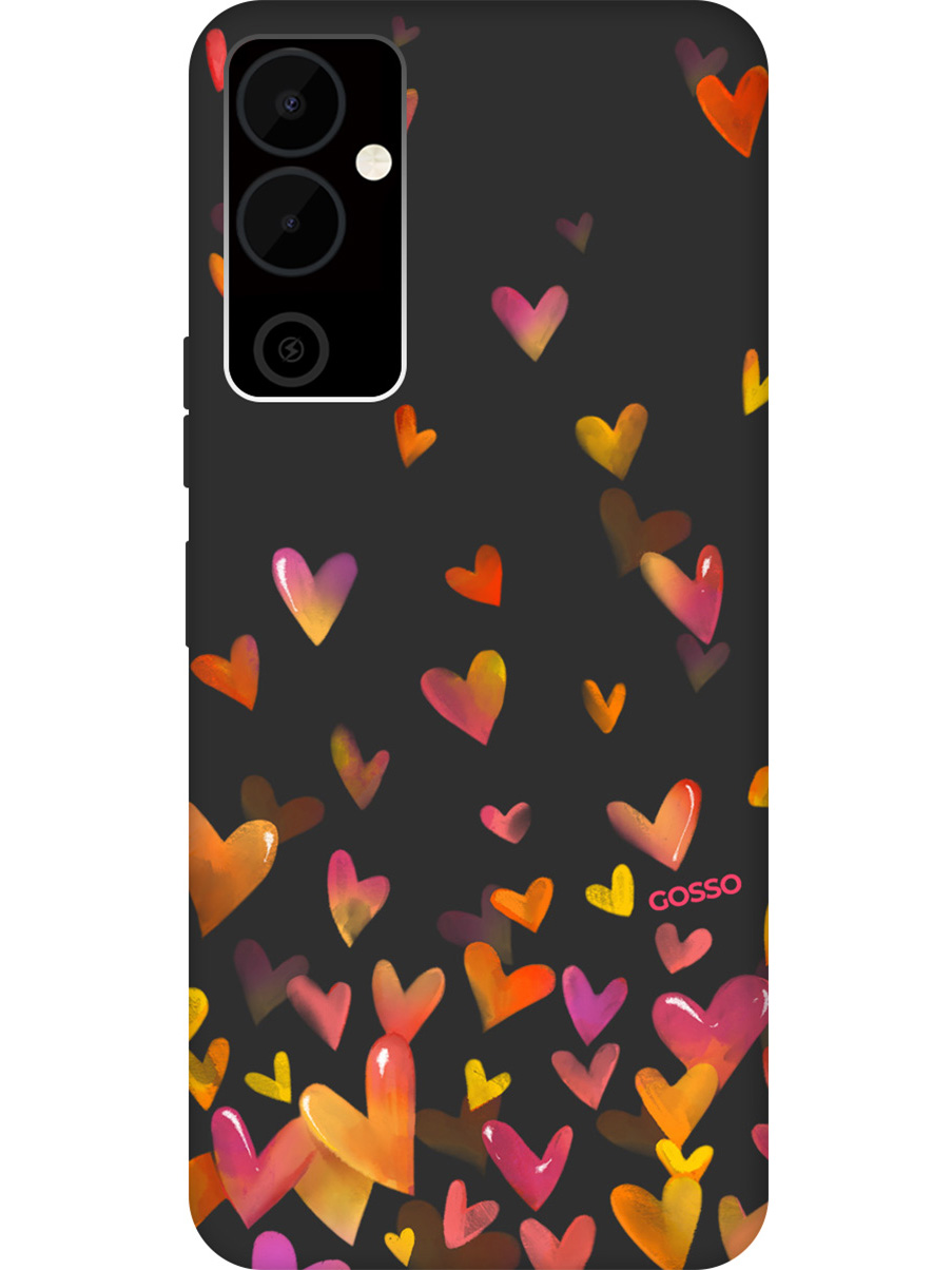 

Матовый Soft Touch силиконовый чехол на Tecno Pova Neo 2 "Flying Hearts" черный, Черный;желтый;красный, 20001477