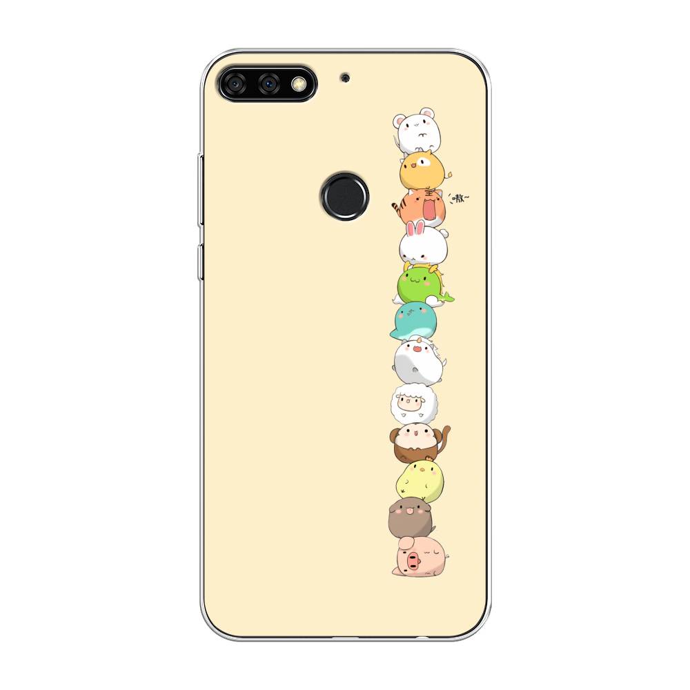 

Чехол Awog на Huawei Y7 Prime 2018 "Питомцы Чиби", Желтый, 66450-2