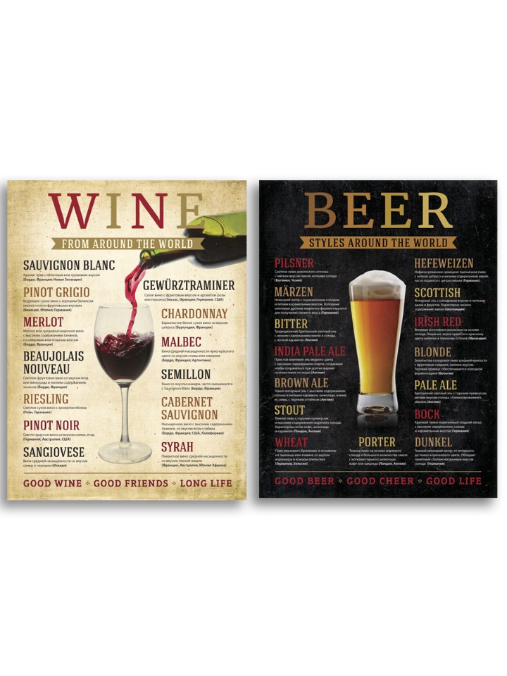 

Картины на холсте LOFTime 2 шт BEER WINE AROUND THE WORLD СВЕТЛ/ТЕМН 30Х40 К-62-3040