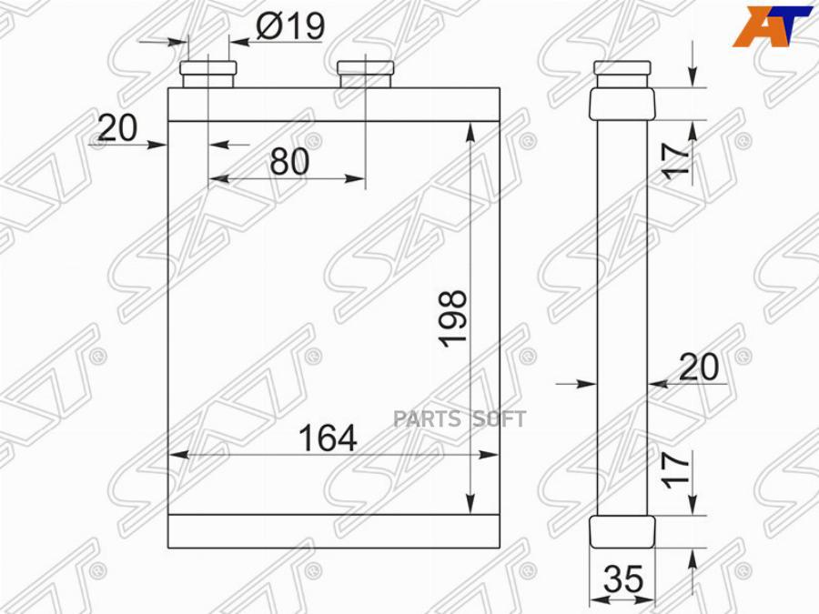 SAT Радиатор отопителя салона NISSAN X-TRAIL T30 00-07/MITSUBISHI OUTLANDER 00-06 USA/LANC