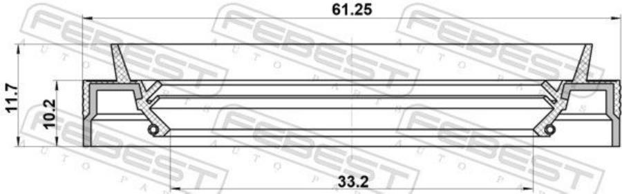 

Сальник Привода33.2x61.25x10.2x11.7 Febest 95JES35611012C