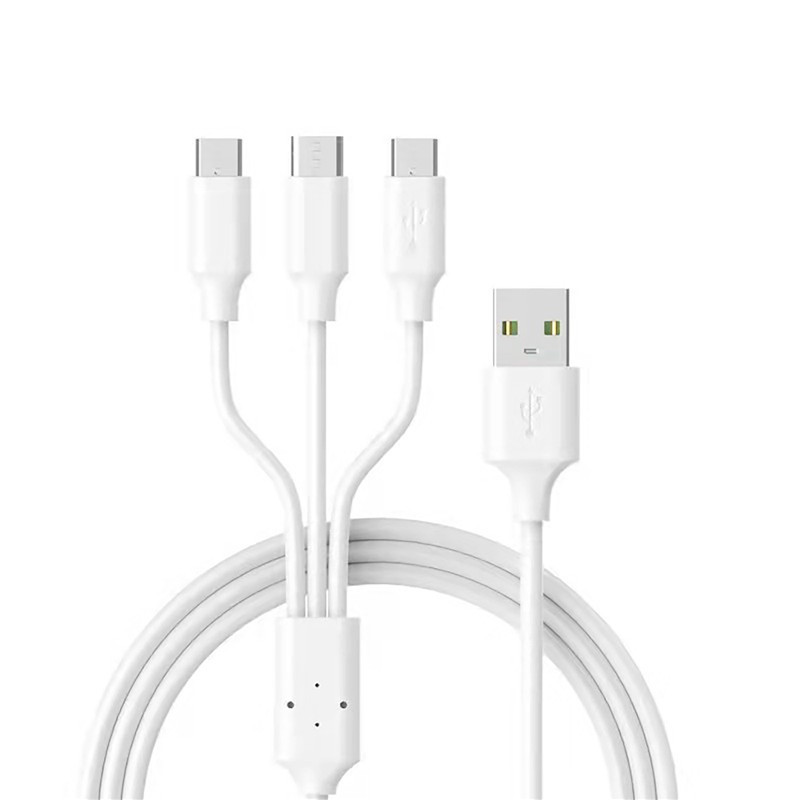 фото Кабель 3 в 1 usb type-c- microusb+type c+ lightning 0.3 м белый nobrand