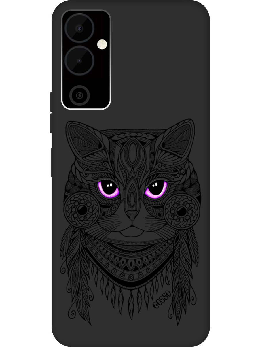 

Матовый Soft Touch силиконовый чехол на Tecno Pova Neo 2 "Grand Cat" черный, Черный;розовый, 20001477
