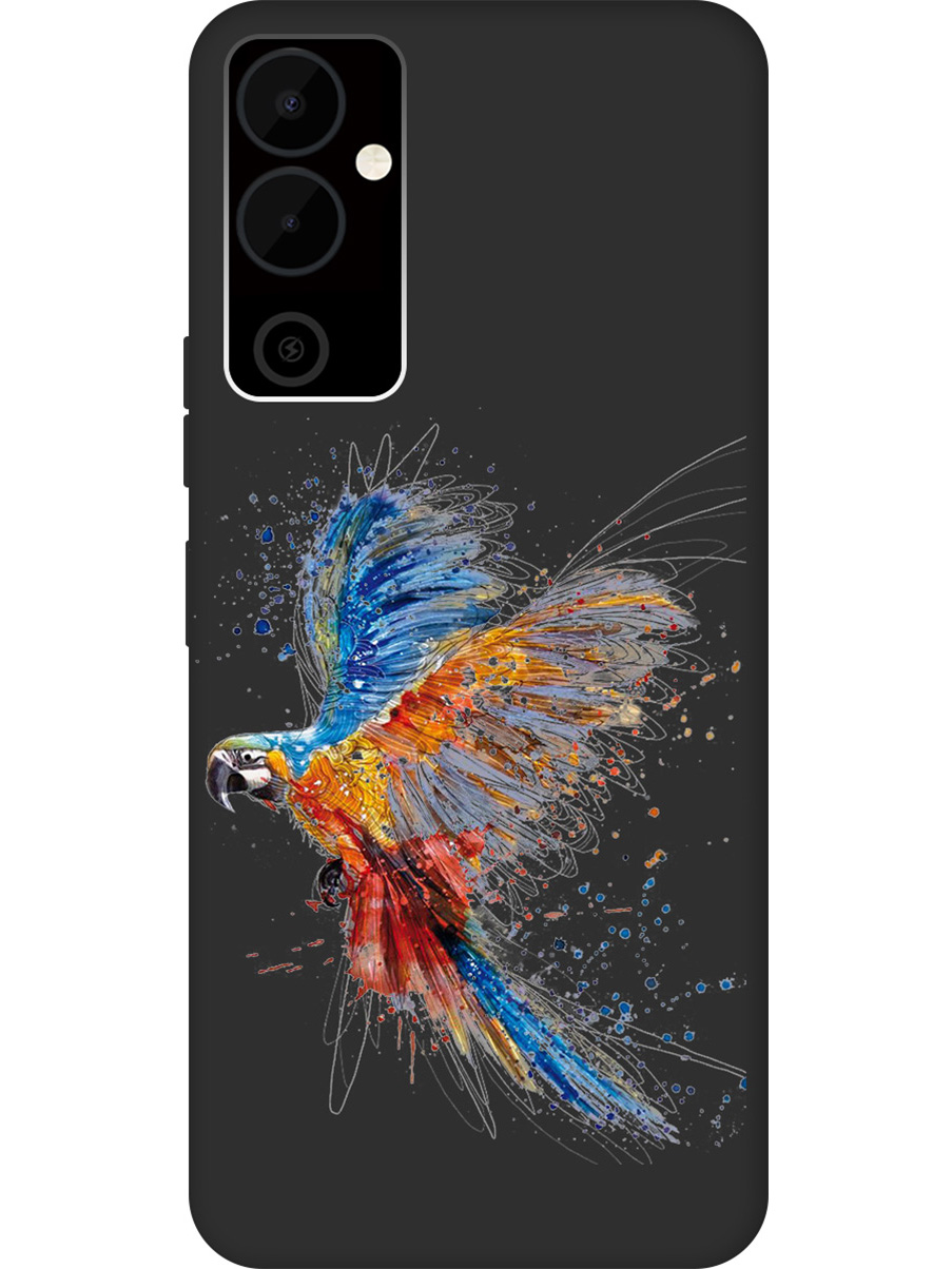 

Матовый Soft Touch силиконовый чехол на Tecno Pova Neo 2 "Colorful Parrot" черный, Черный;красный;синий, 20001477