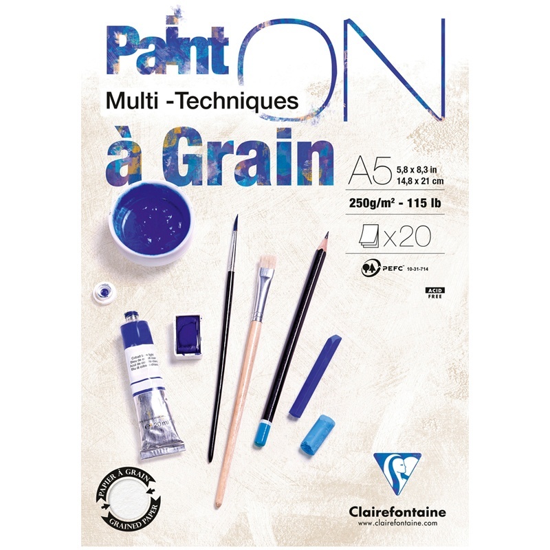 

Альбом для рисования Clairefontaine 20 листов А5 Paint'ON with grain 210г