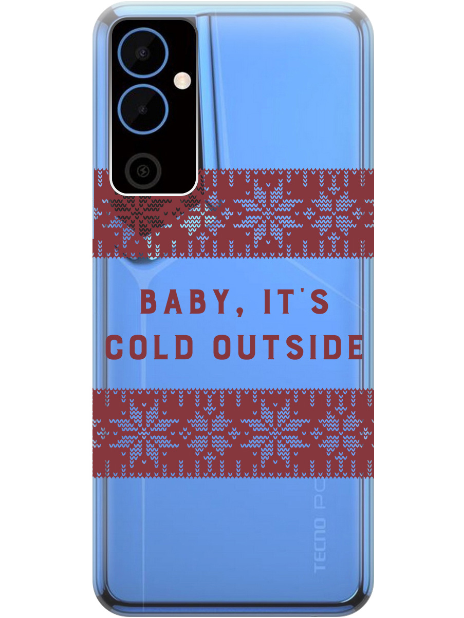 

Силиконовый чехол на Tecno Pova Neo 2 "It's Cold", Прозрачный;красный, 20001476