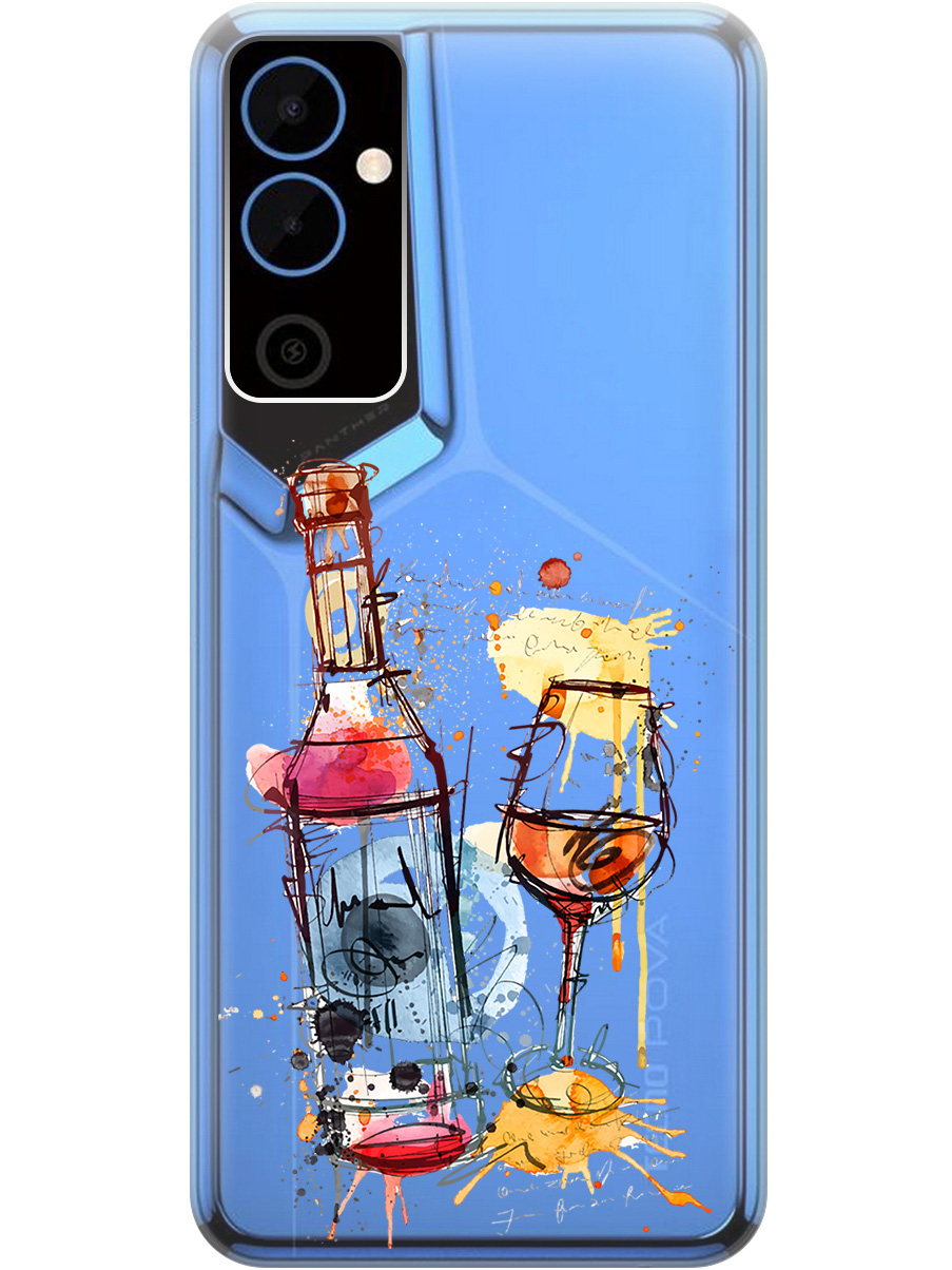 

Силиконовый чехол на Tecno Pova Neo 2 "Aquarelle Wine", Прозрачный;красный;розовый, 20001476