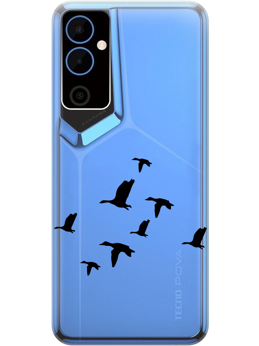 

Силиконовый чехол на Tecno Pova Neo 2 "Flock of Ducks", Прозрачный;черный, 20001476