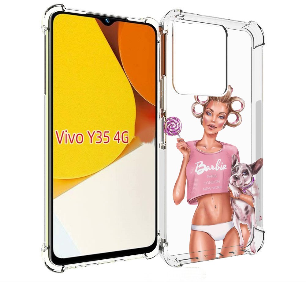 

Чехол MyPads Барби-с-собачкой женский для Vivo Y35 4G 2022 / Vivo Y22, Прозрачный, Tocco