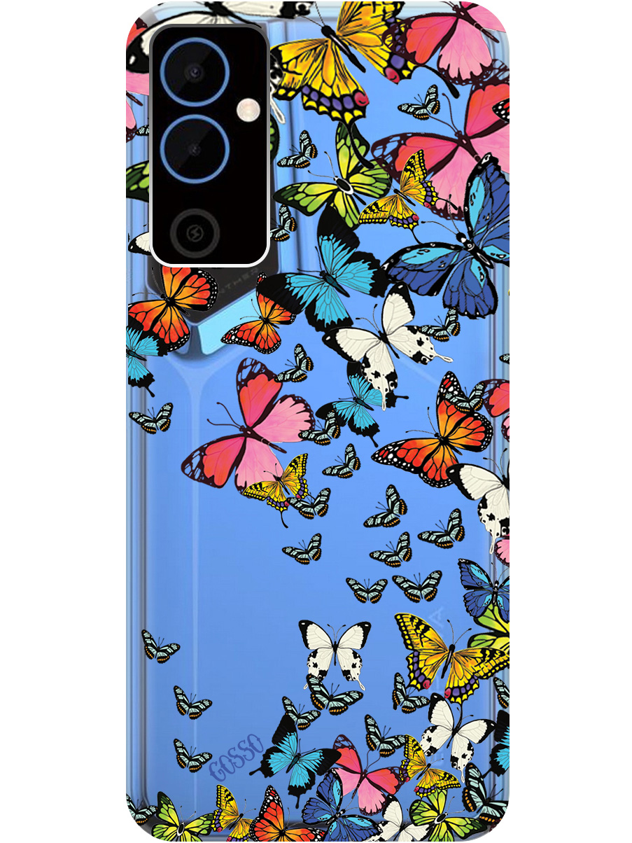 

Силиконовый чехол на Tecno Pova Neo 2 "Magic Butterflies", Прозрачный;желтый;розовый;черный, 20001476