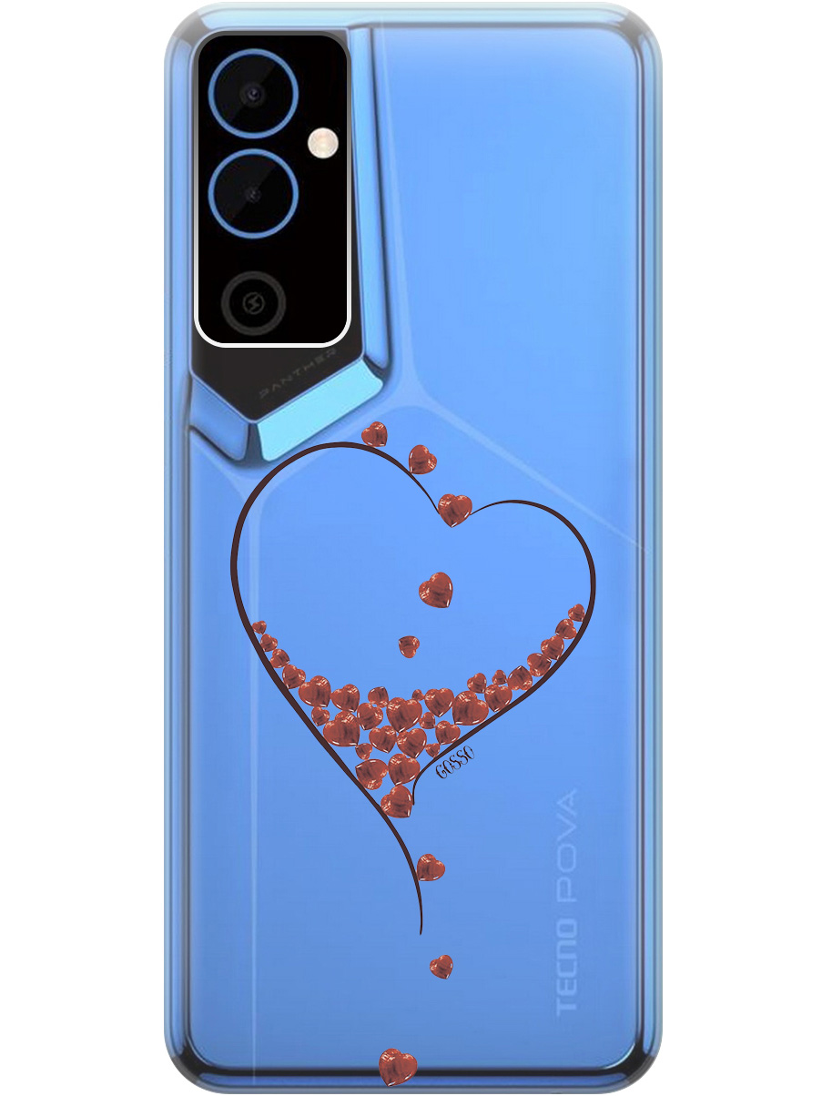 

Силиконовый чехол на Tecno Pova Neo 2 "Little hearts", Прозрачный;черный, 20001476