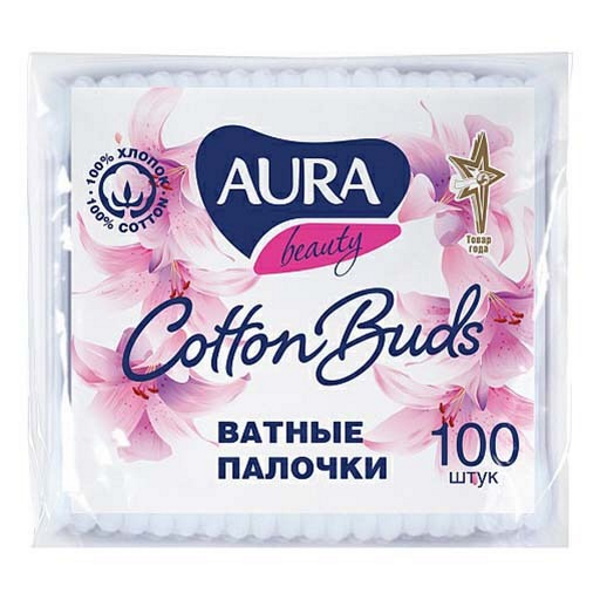 фото Ватные палочки aura beauty cotton buds 100 шт.