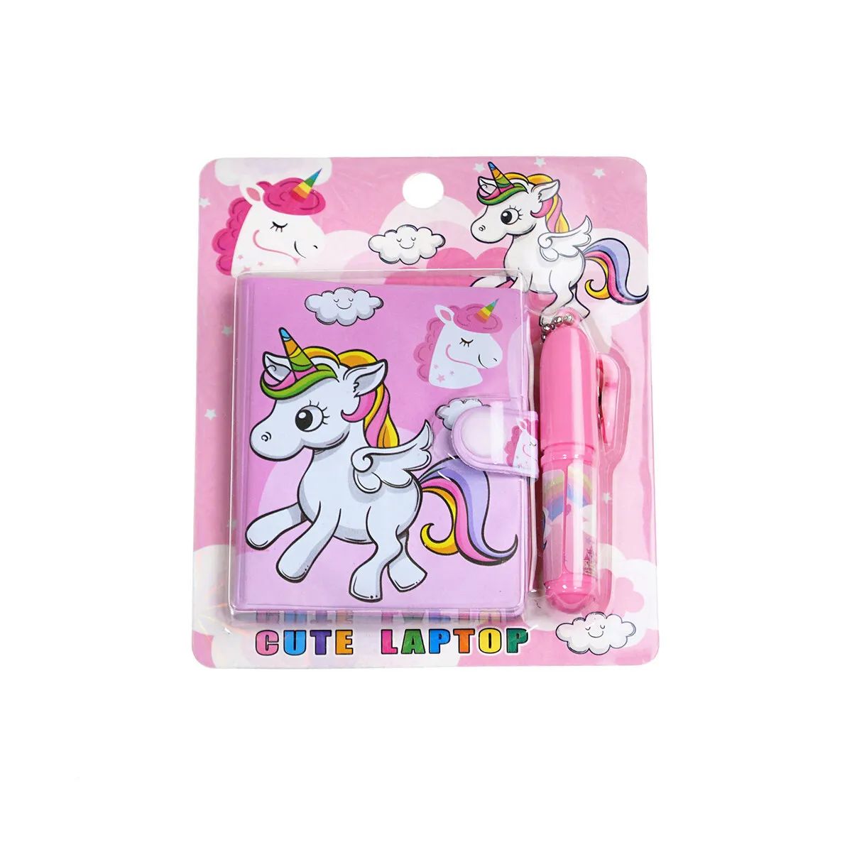 Детский подарочный набор для девочек блокнот Единорог + мини-ручка, розовый.