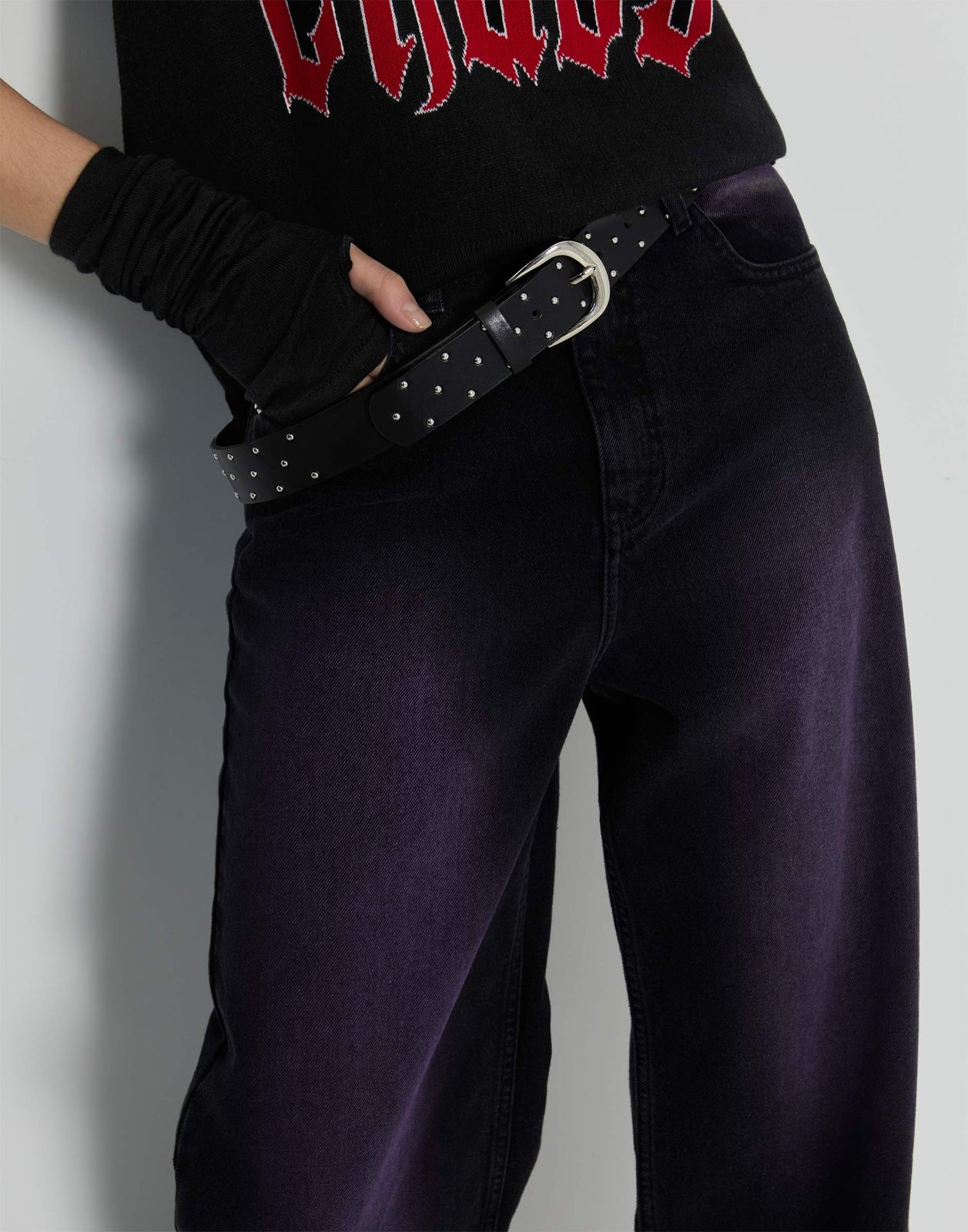 Джинсы Gloria Jeans GJN031147 черный/фиолетовый 10-12л/152 мини эспандер star fit высокая нагрузка текстиль es 204 фиолетовый пастель