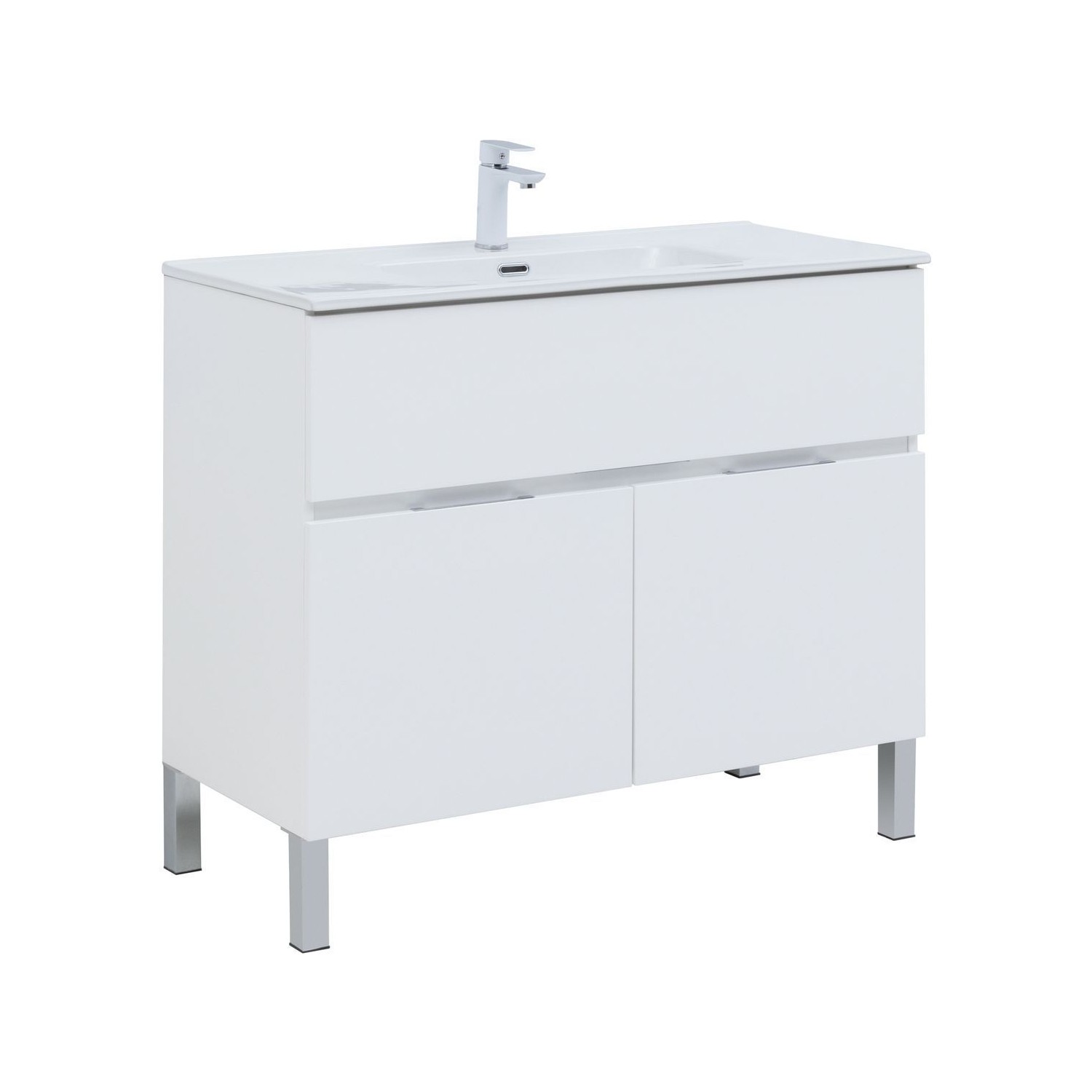 

Тумба под раковину Aquanet Алвита New 100 1 ящик, 2 дверцы, белый матовый, Alvita new 1 yashchik 2 dvertcy