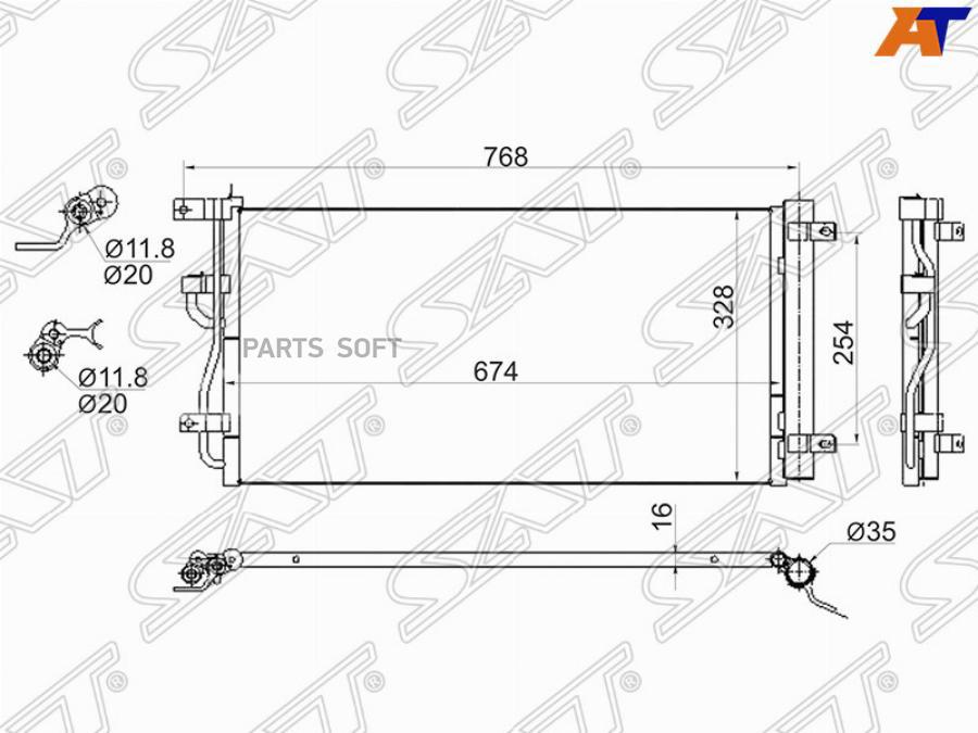 

SAT Радиатор кондиционера CHEVROLET CAPTIVA/OPEL ANTARA 2.2D 06-, STCH06394A0