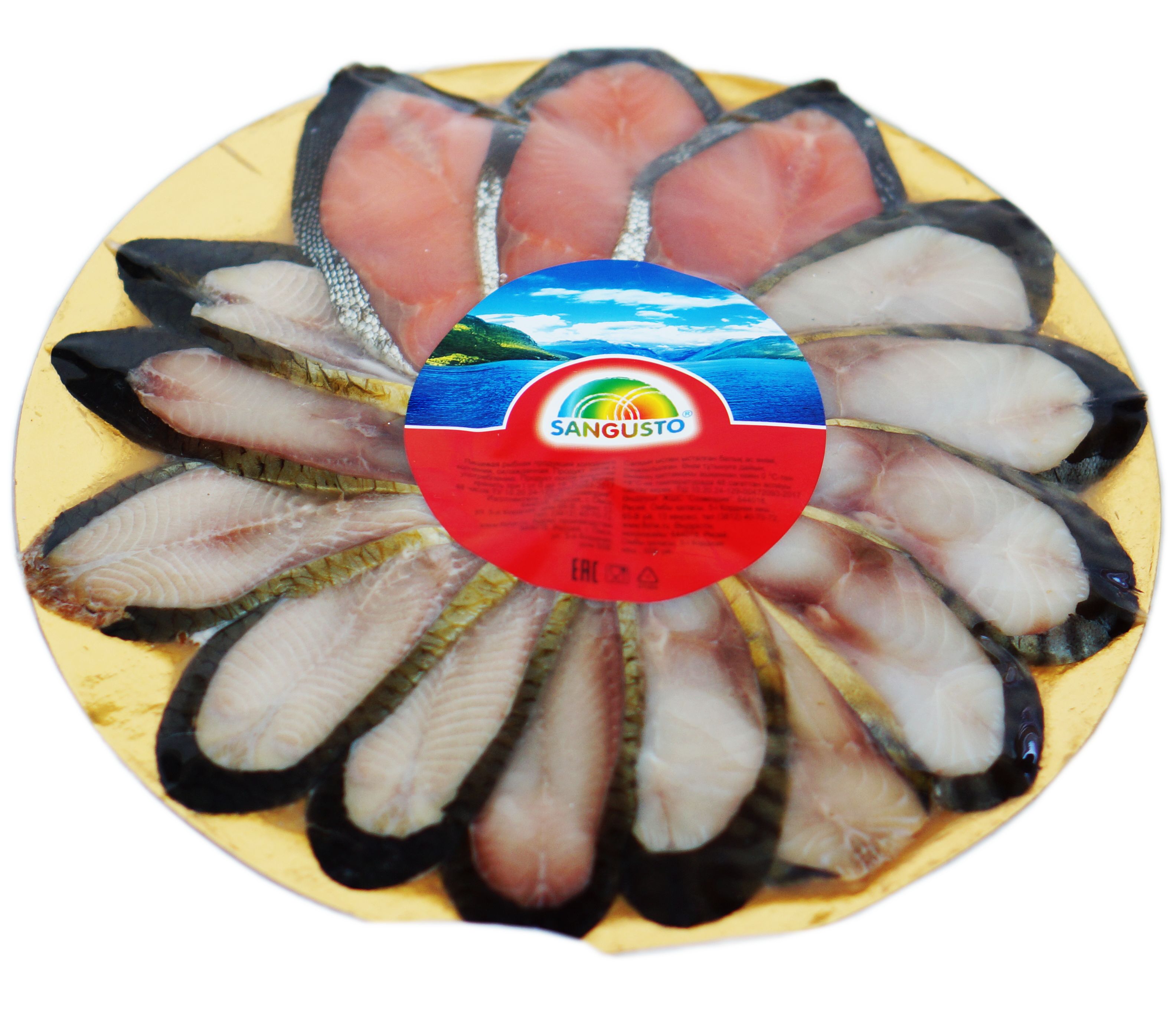 

Ассорти рыбное Sangusto горбуша-сельдь холодного копчения кусочки с кожей 250 г