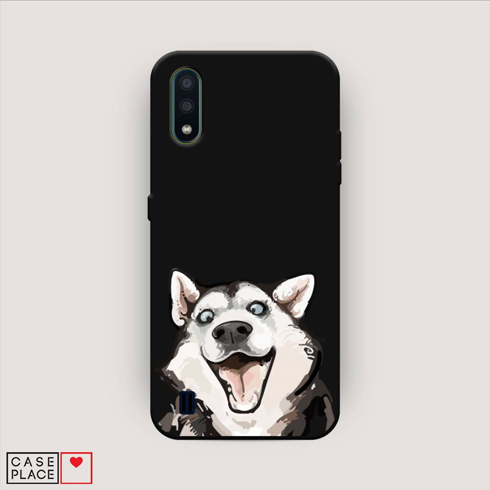 

Чехол Awog на Samsung Galaxy M01 / Самсунг M01 "Радостный хаски", Белый;голубой;черный, 2101152-1