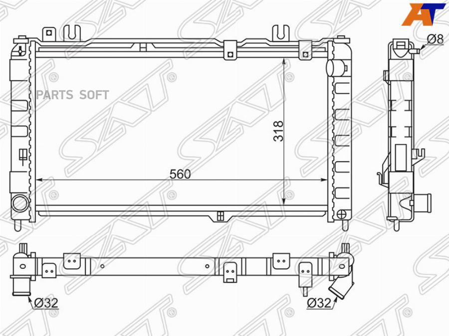 SAT Радиатор LADA GRANTA 12-(трубчатый)