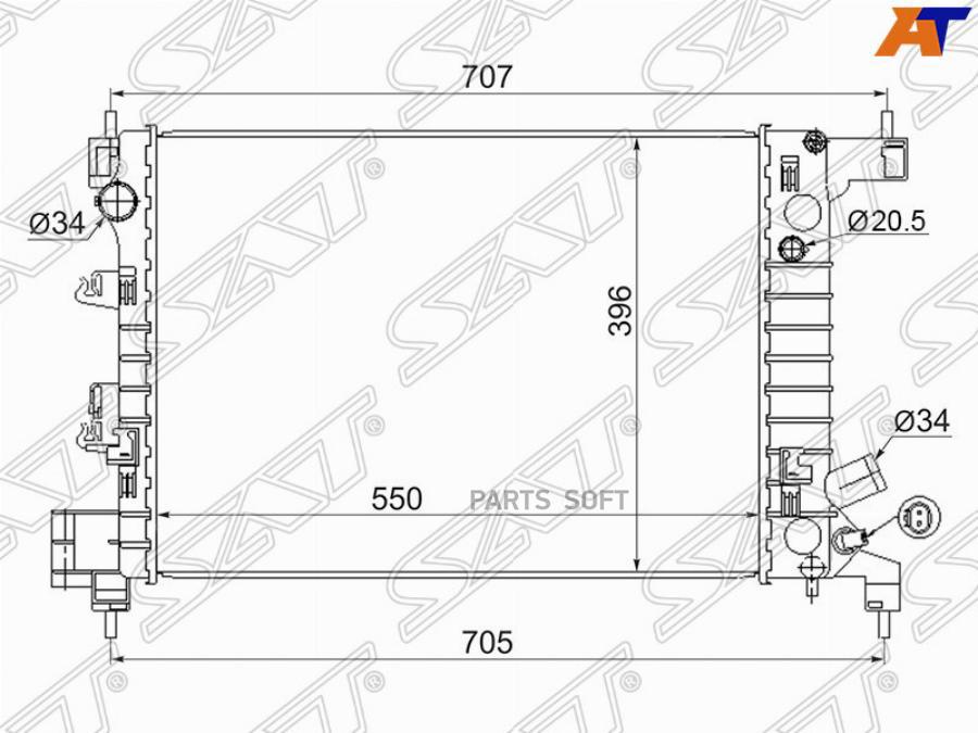 SAT Радиатор CHEVROLET AVEO 1.2/1.4 11-