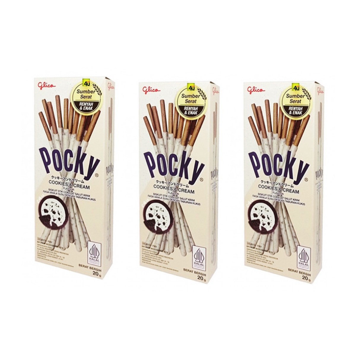 Печенье Pocky Cookies & Cream, 3 шт по 20 г