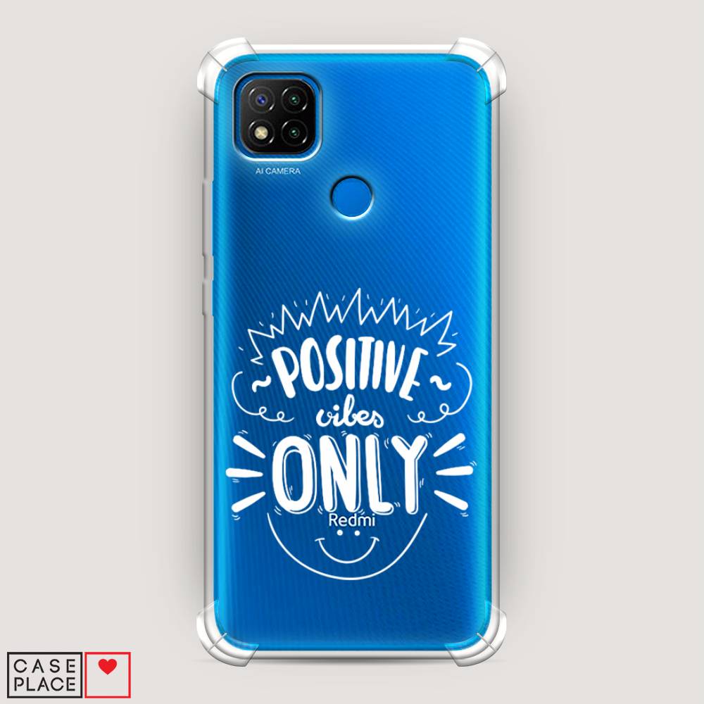 фото Противоударный силиконовый чехол "positive vibes only графика" на xiaomi redmi 9c awog