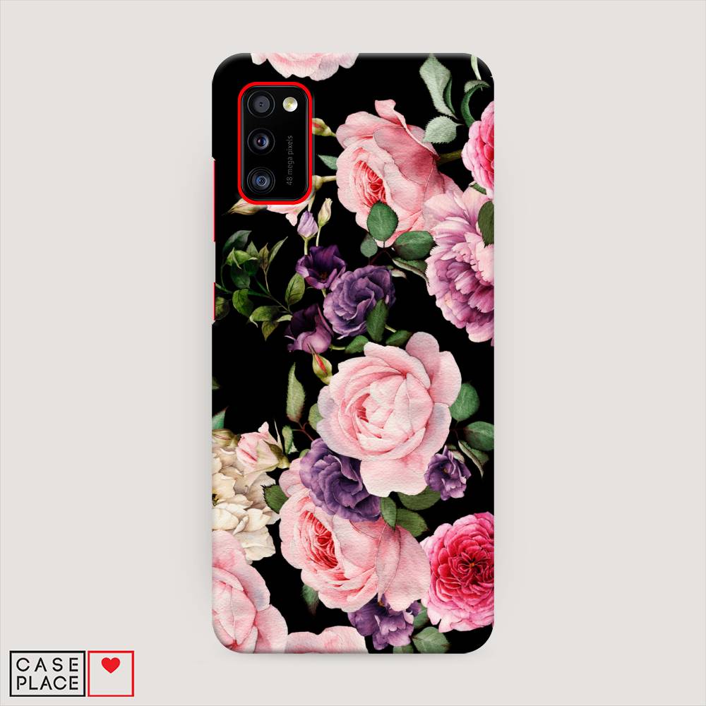 фото Пластиковый чехол "пионы на черном" на samsung galaxy a41 awog