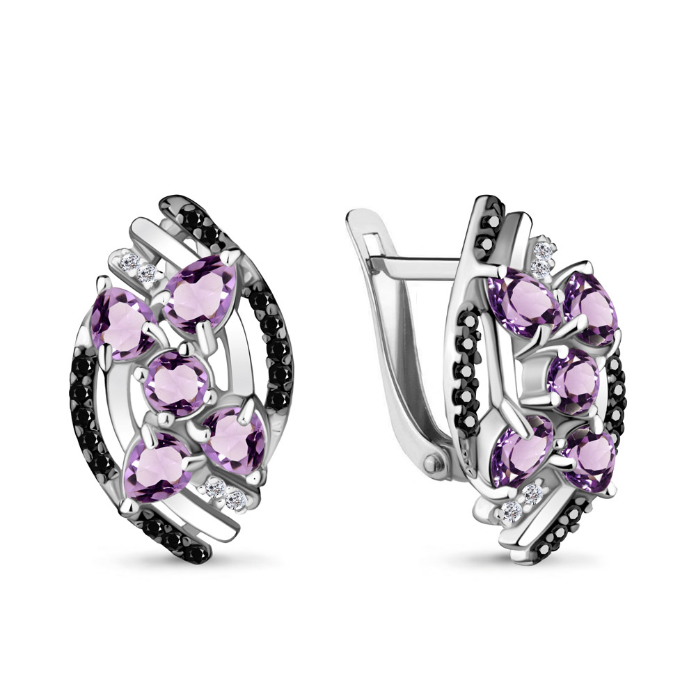 

Серьги из серебра с аметистом Aquamarine 4475104Ч_925_р, 4475104Ч_925_р