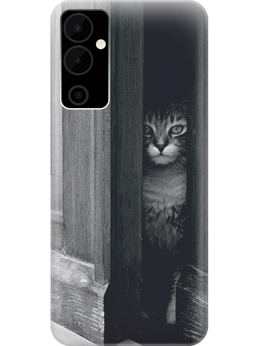 

Силиконовый чехол на Tecno Pova Neo 2 "Выглядывающий кот", Белый;серый;черный, 20001476