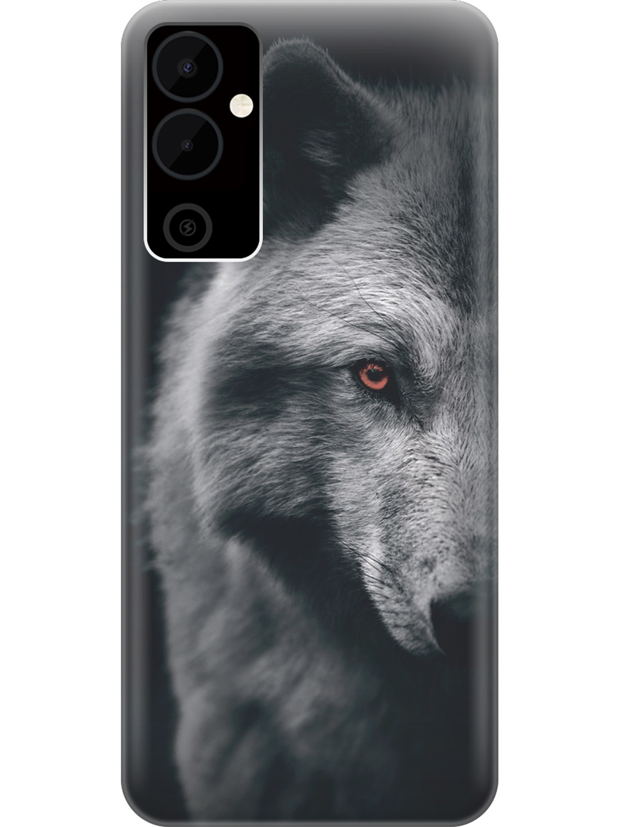 

Силиконовый чехол на Tecno Pova Neo 2 "Красноглазый волк", Красный;серый;черный, 20001476