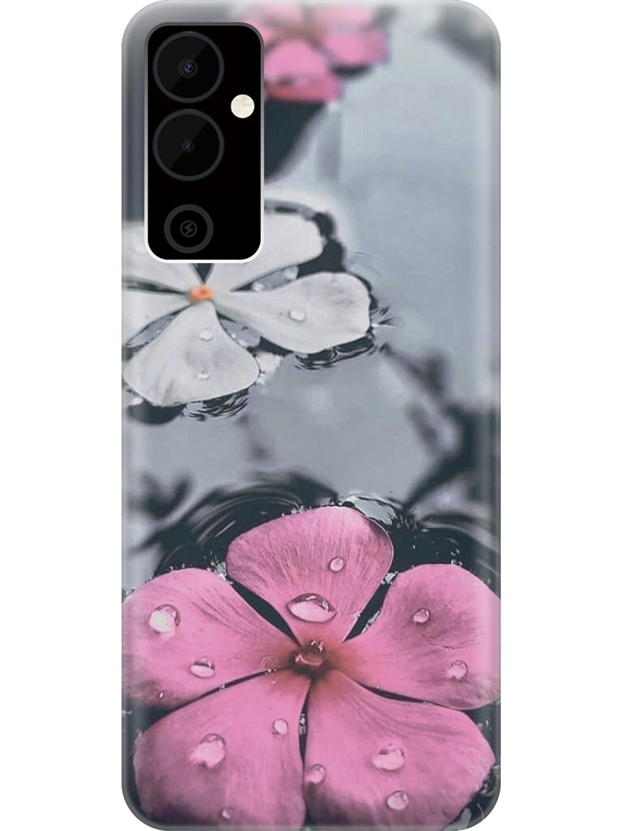 

Силиконовый чехол на Tecno Pova Neo 2 "Фиалки в воде", Розовый;серый, 20001476