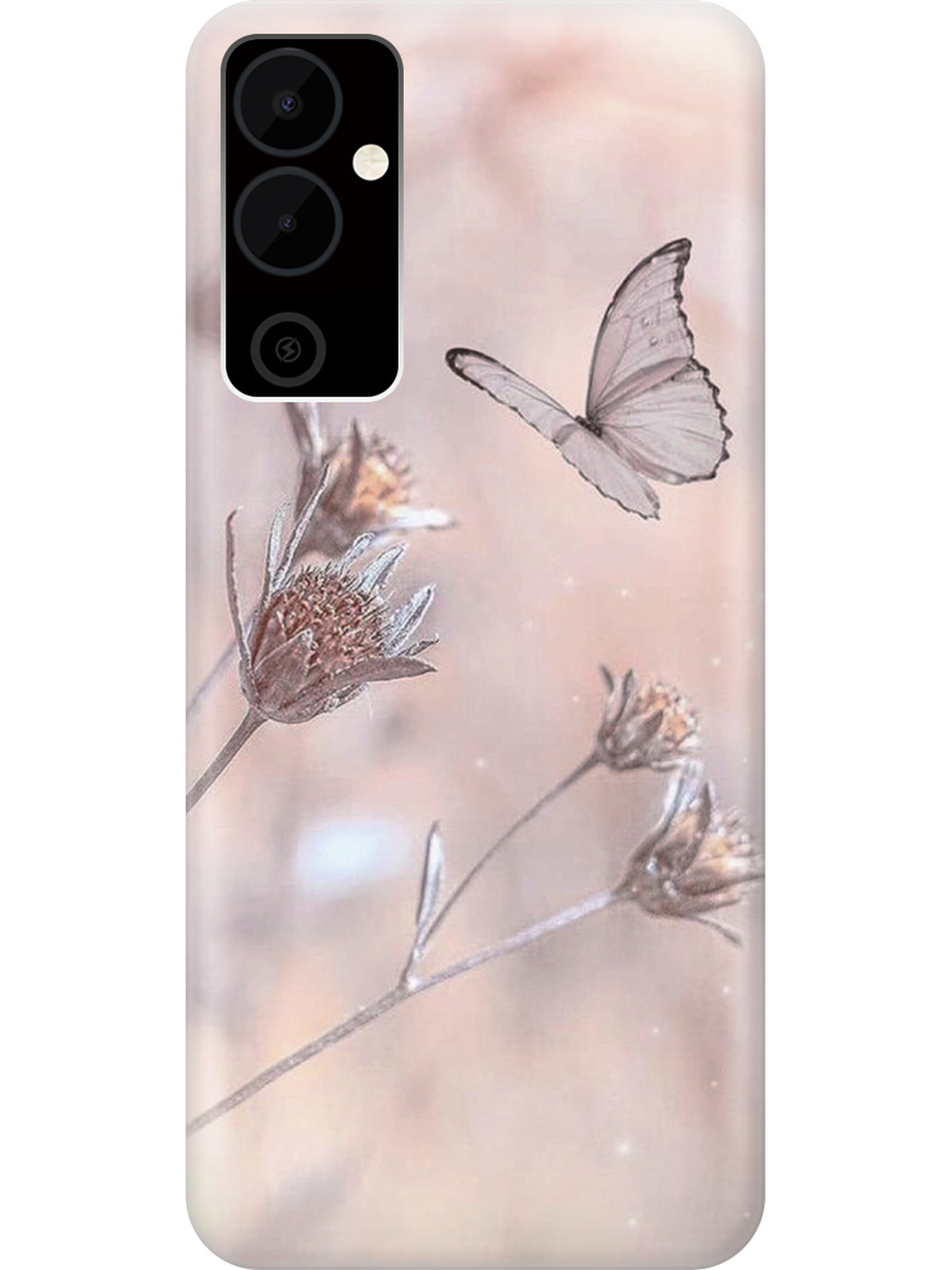 

Силиконовый чехол на Tecno Pova Neo 2 "Бабочка", Белый;розовый, 20001476