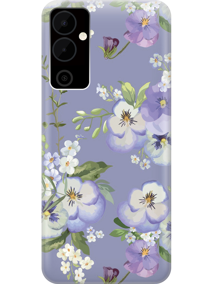 

Силиконовый чехол на Tecno Pova Neo 2 "Цветочки на синем фоне", Белый;синий, 20001476