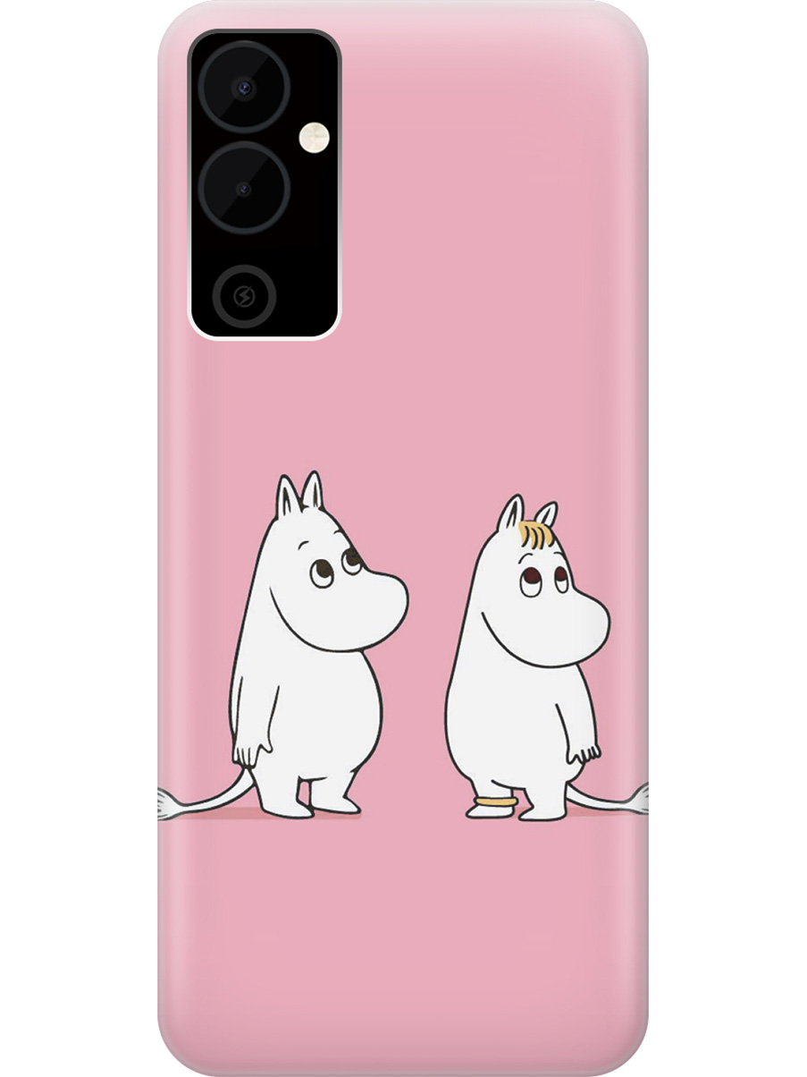 

Силиконовый чехол на Tecno Pova Neo 2 "Муми-тролли на розовом", Белый;розовый, 20001476