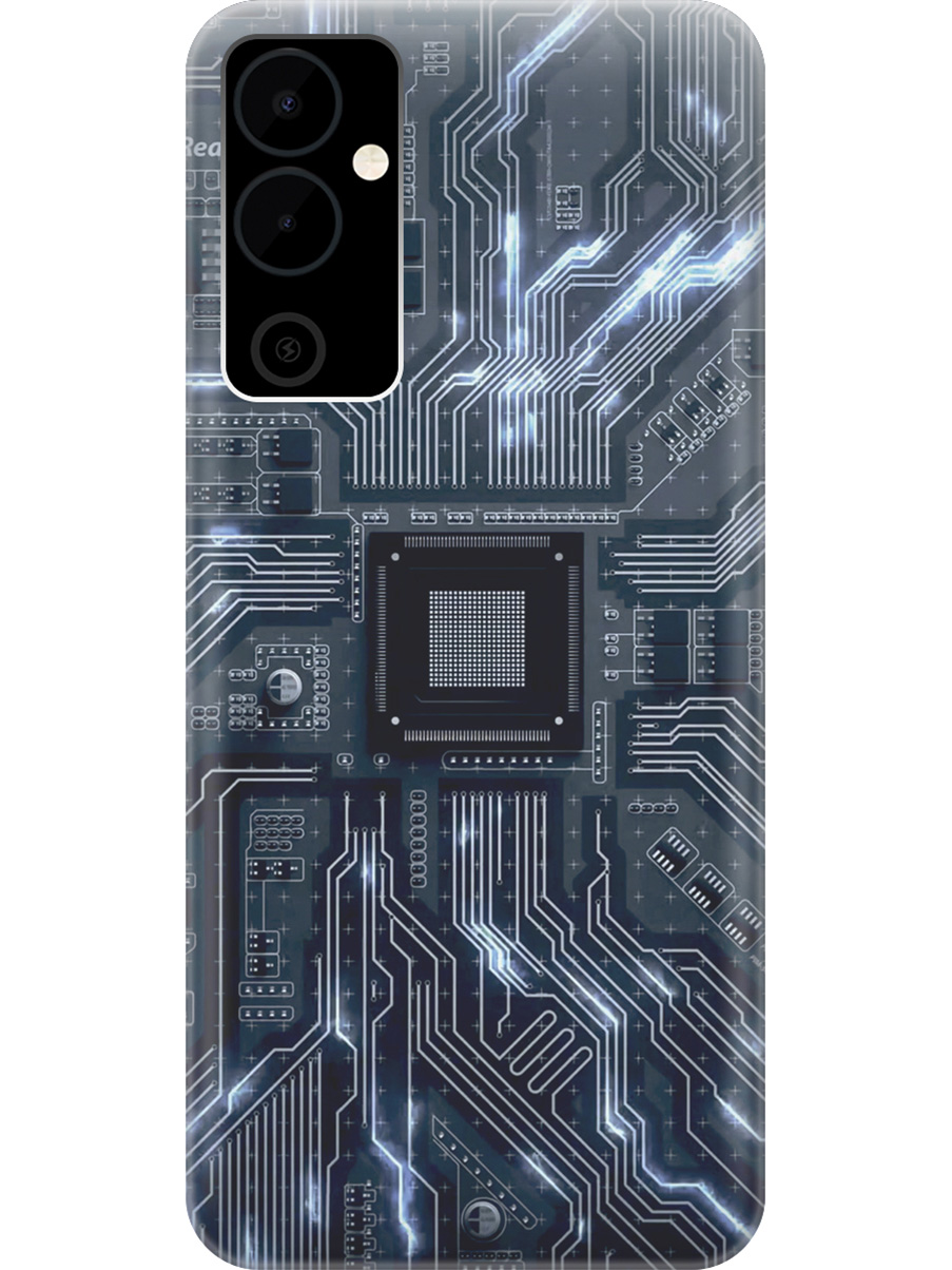 

Силиконовый чехол на Tecno Pova Neo 2 "Синяя микросхема", Белый;серый;синий, 20001476