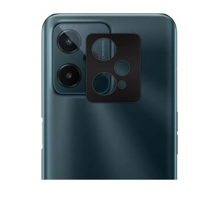

Защитное стекло на камеру Realme C31 прозрачное с черной рамкой