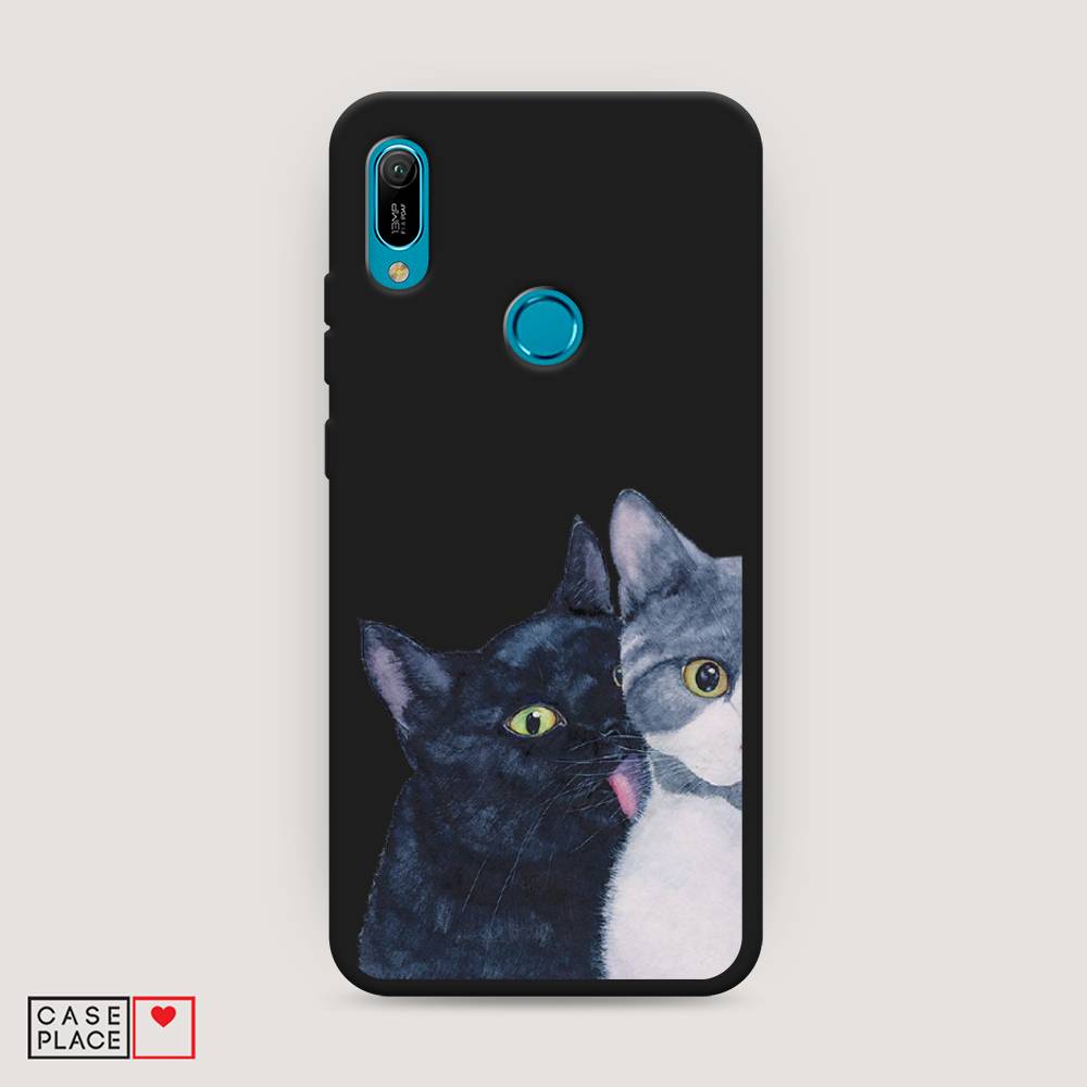 

Чехол Awog на Huawei Y6 2019 "Кошачья любовь", Синий, 68652-1