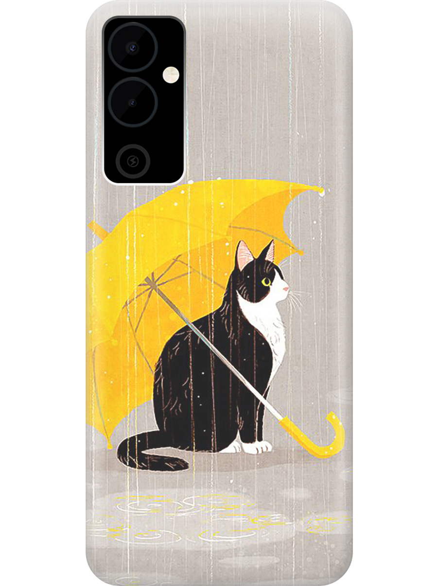 

Силиконовый чехол на Tecno Pova Neo 2 "Кот с желтым зонтом", Желтый;серый;черный, 20001476