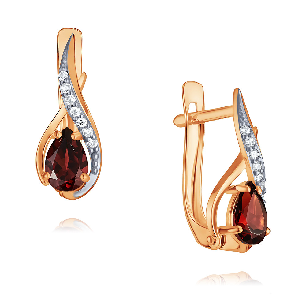 

Серьги из красного золота с гранатом/фианитом ADAMAS 24038783/01-А50Д-655, 24038783/01-А50Д-655