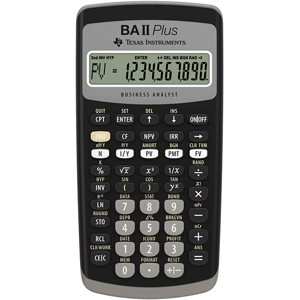 Карманный калькулятор Texas Instruments BA II Plus с дисплеем 10 разрядов, питание CR123A