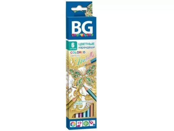

Карандаши BG круглые картонная коробка 3 мм 6 цветов KR6Cmet 4661