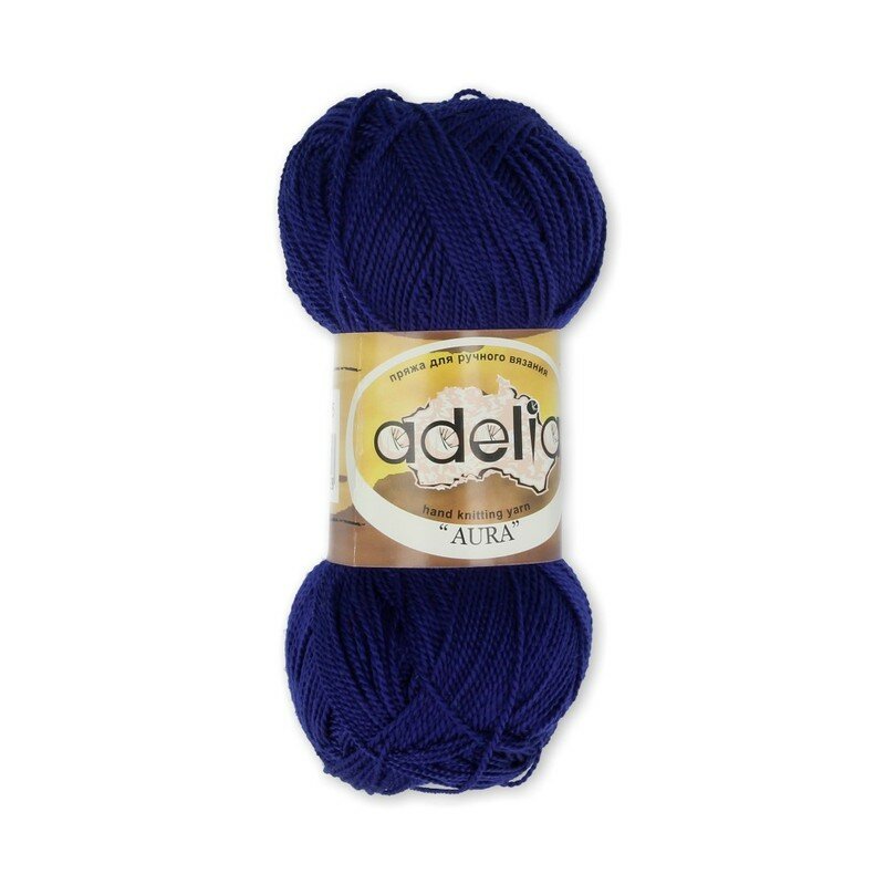 

Пряжа Adelia Arua 10 шт. по 50 г. 250 м набор 100% акрил №075 т. синий, "AURA"