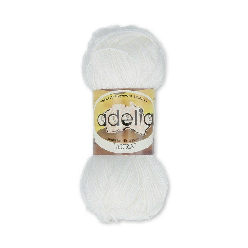 

Пряжа Adelia Arua 10 шт. по 50 г. 250 м набор 100% акрил №001 БЕЛЫЙ, "AURA"