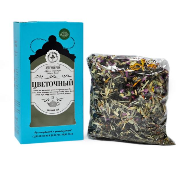 

Чай Бабушкины рецепты "Цветочный", купаж из чёрного и зелёного чая с добавками, 75 гр