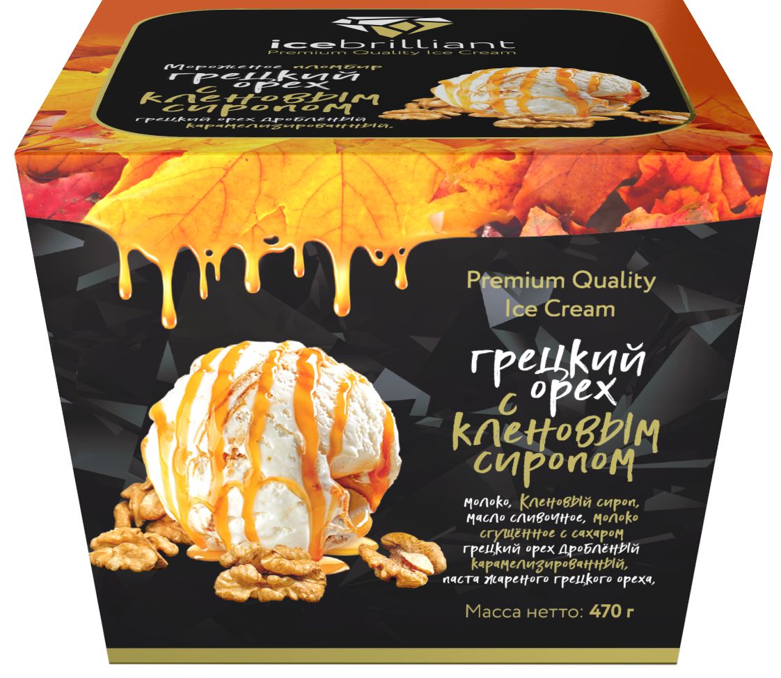 

Мороженое пломбир IceBrilliant с кленовым сиропом и грецким орехом 470 г